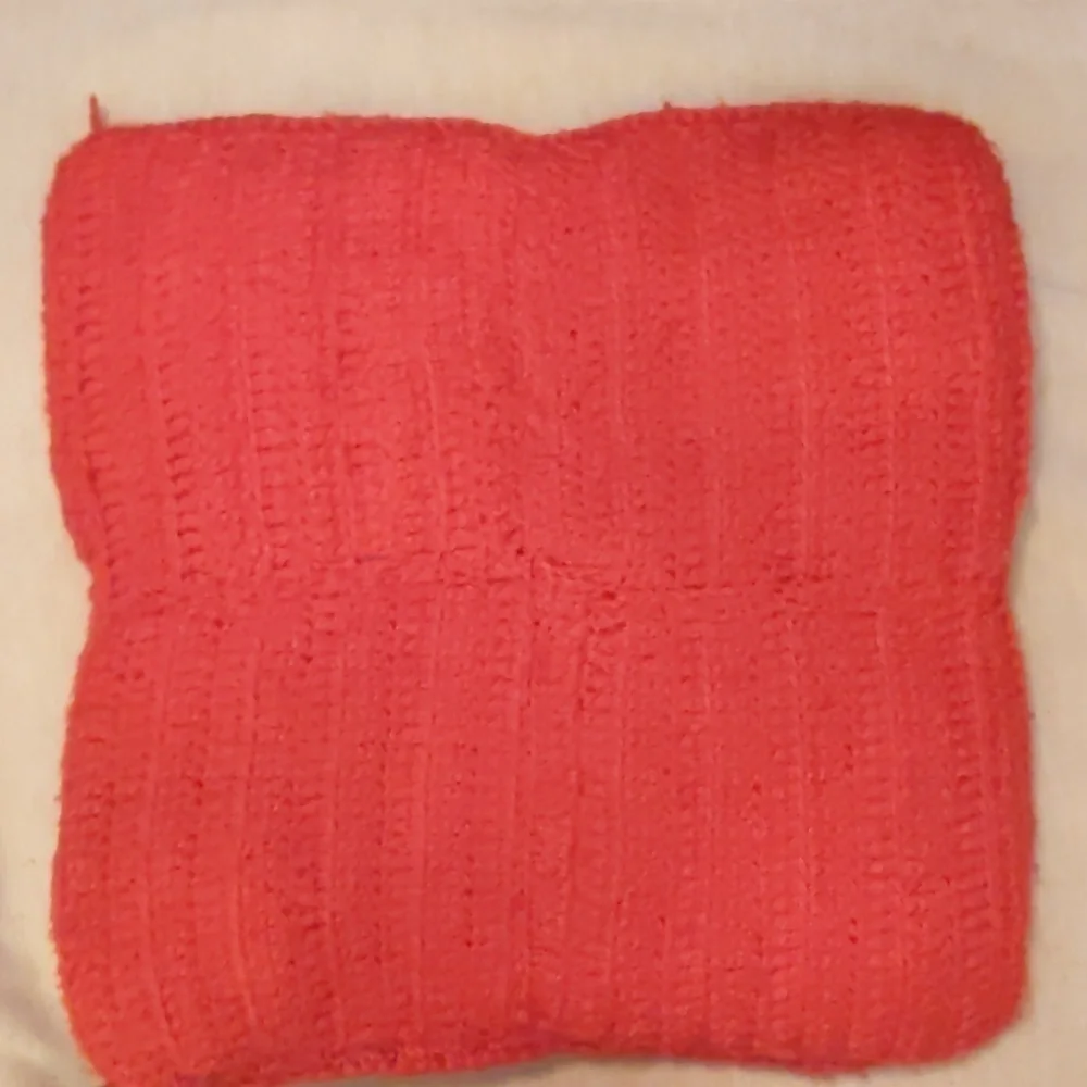 Vintage crochet pillow and Afghan. Red, white, and blue
